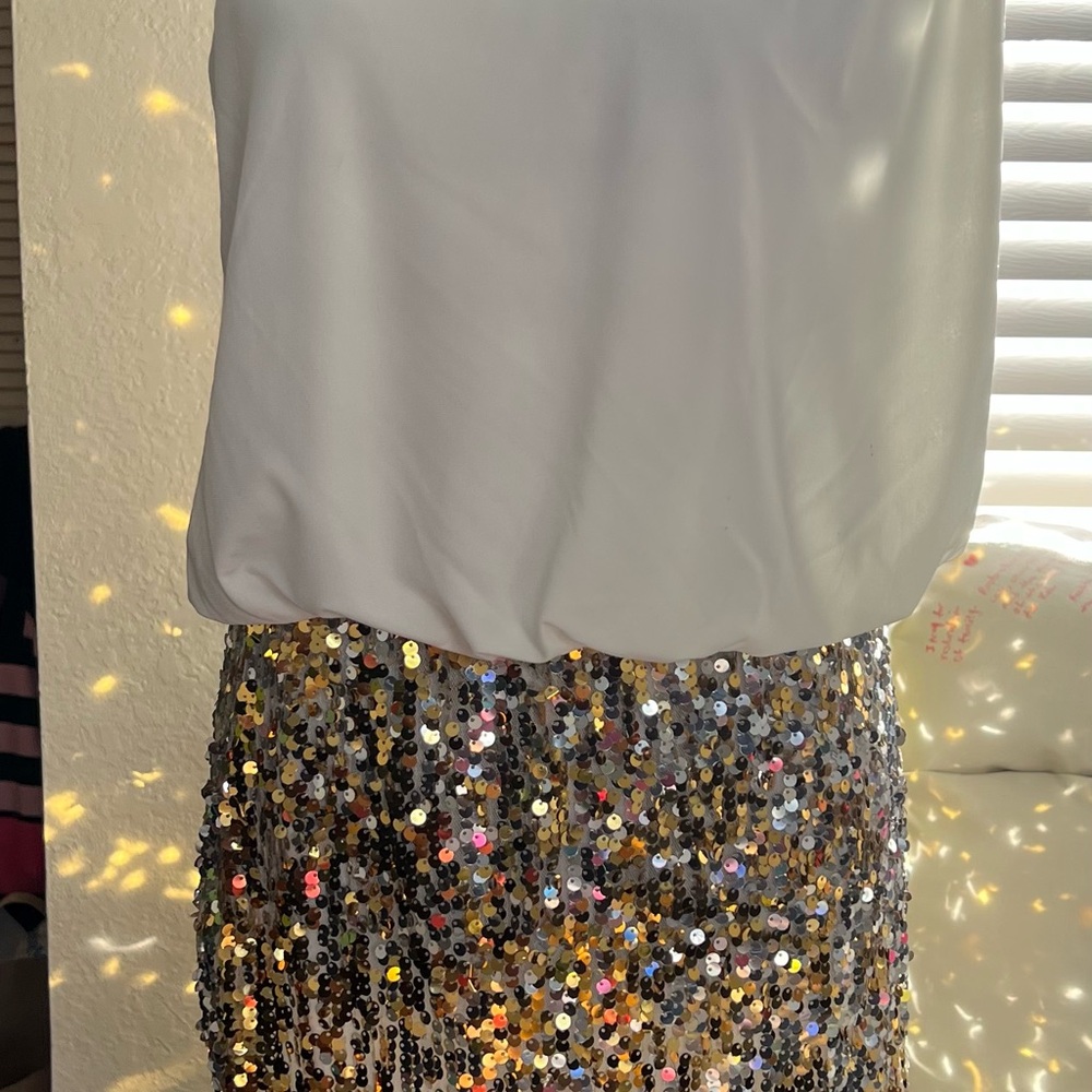Off White Top with Sequin Skirt